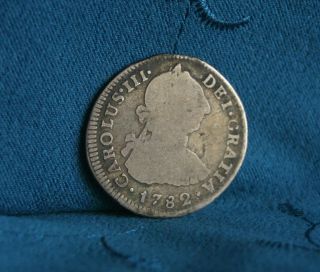 Peru 2 Reales 1782 Mi Silver World Coin South America Lima Rare Et photo