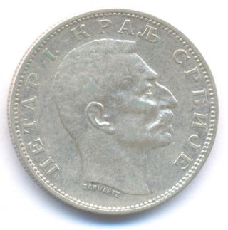 Serbia 2 Dinara 1904 Xf+ Km 26.  1 Silver Coin photo