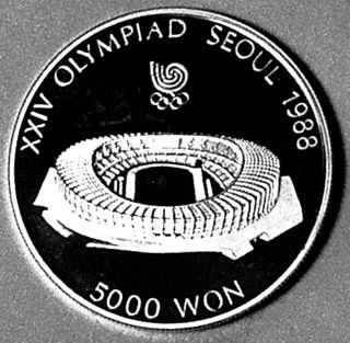 South Korea 1988 Silver 5000 Won - Error Date - Ultra Cameo Proof photo