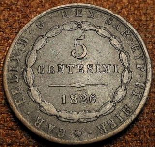 Italian States.  5 Centesimi 1826 - Carlo Felice.  Km 127 photo