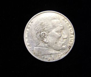Germany 1938 - A 2 Reichsmark Coin Silver Swastika - Hindenburg Issue photo