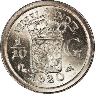 Netherlands East Indies 1920 1/10 Gulden Choice Bu photo