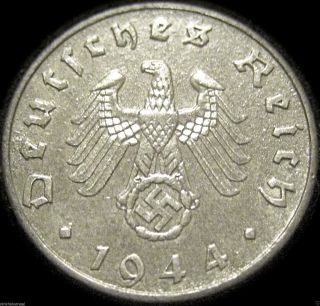 Germany - German 1944f Reichspfennig Coin - Rare 3rd Reich World War 2 Coin photo