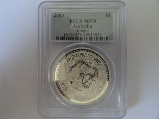 2000 $1 Australia Dragon Pcgs Ms70 One Of Only 68 Ever Graded Ms70 By Pcgs photo
