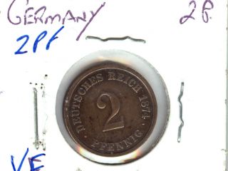 1874 D,  Germany 2pf,  Vf Coin photo
