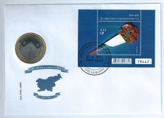 Slovenia 3 Euro,  Independence,  2011 With Stamp Fdc,  Rare,  Protective Sleeve,  Gold photo