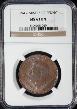 1943 Australia 1 Penny Ngc Ms 63 Bn Brozne photo