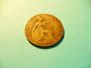 1916 Half Penny Gb King George V photo