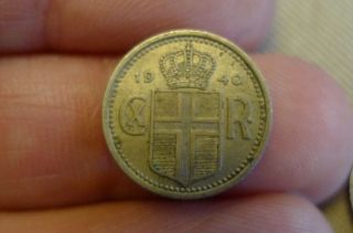 1940 Iceland Ten Island 10 Aural Coin photo