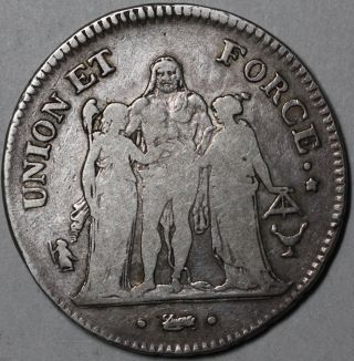 1797 - K (89k Minted) Bordeaux Silver 5 Francs (rare Date) France Directory An - 6 photo
