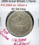 1898 Great Britain Florin.  925 Silver 116 Year Old Coin Km 781 Queen Victoria UK (Great Britain) photo 2