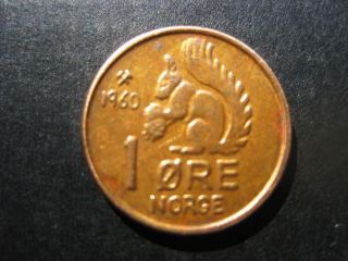 Norway 1960 - 1 Ore Bronze Coin 