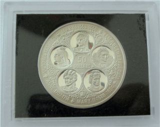 1975 Cayman Islands Sterling Silver $50 Dollars Crowns Proof 55.  18 Grams Km 16 photo