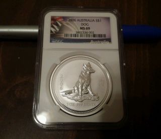 2006 1 Oz Silver Lunar Year Of The Dog (series I) Ngc Ms - 69 photo