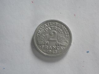 Wwii 1943 France 2 Franc. . .  Vichy State Issue. . photo