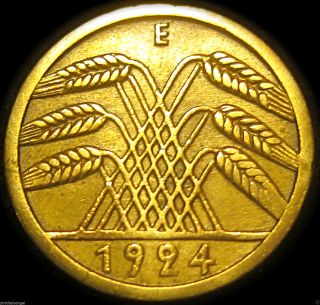 Germany,  German Weimar Republic,  1924e 5 Reichspfennig Coin - Rare - S&h Discounts photo