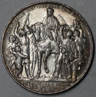 1913 Gem Bu Napoleon Defeat Silver 2 Mark Prussia Germany Commemorative Coin photo