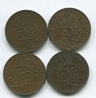 4 (four) Old Sweden 5 Ore - 1911,  13,  14 & 1916 photo