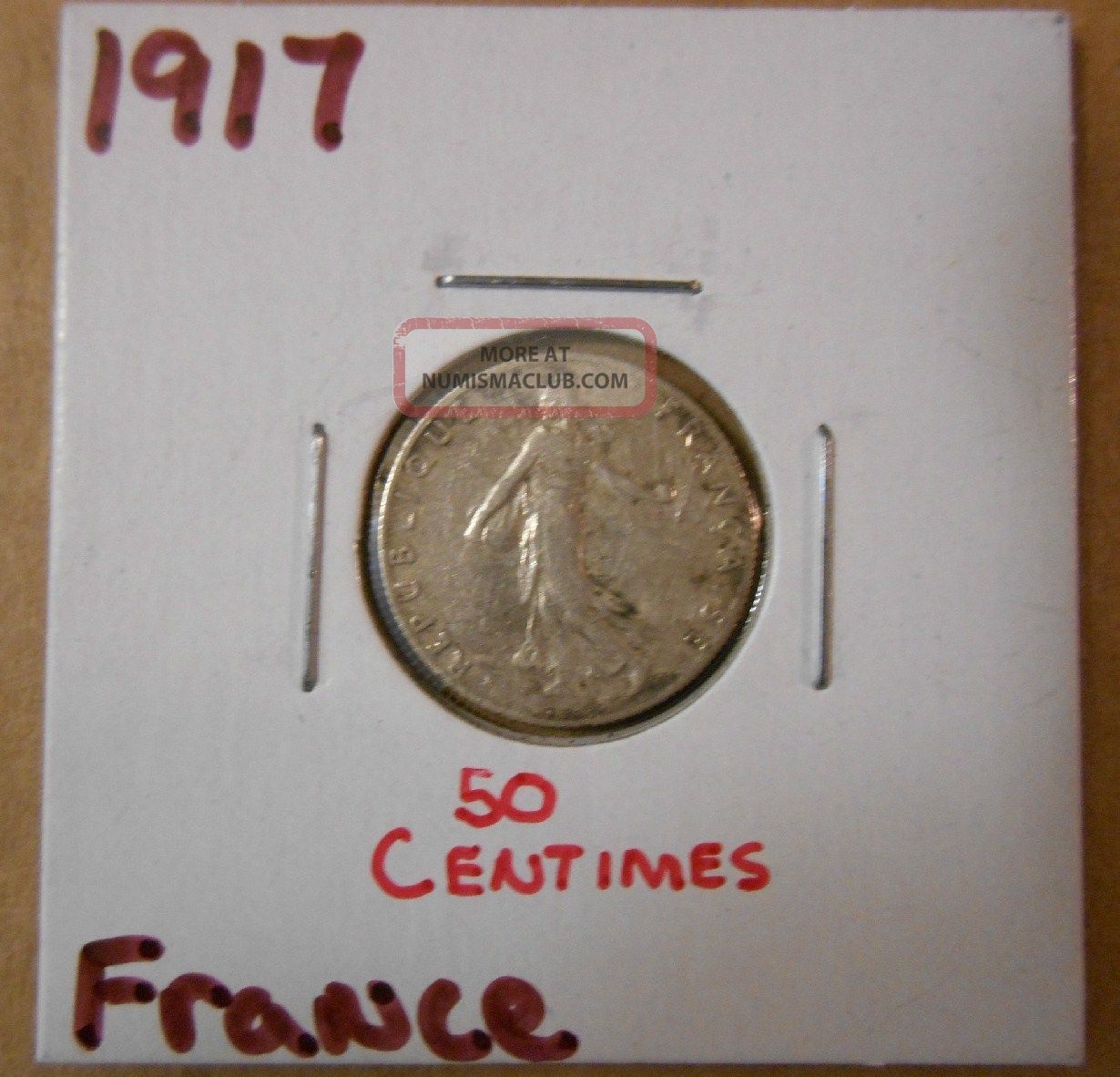 1917 50 Centimes France.  835 /.  0671 Asw Europe photo