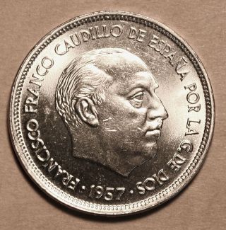 Spain 25 Pesetas 1957 (70) Choice Uncirculated Coin photo