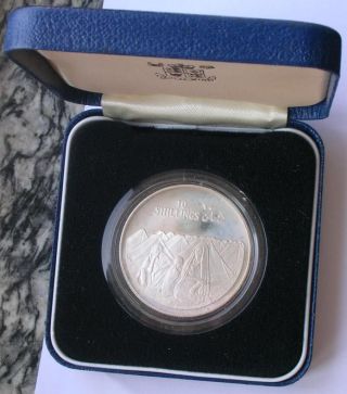 Somalia 1979 Camp Scene 10 Shillings Silver Coin,  Proof, photo