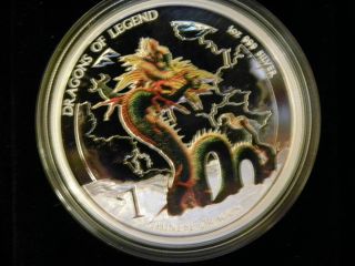 2012 Tuvalu $1 Dragons Of Legend - Chinese Dragon Proof,  1 Oz.  0.  999 Ag photo