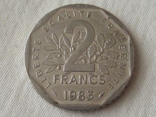 1983 France 2 Francs World Coin,  Nickel,  Seed Sower,  D.  Apres,  O.  Roty photo