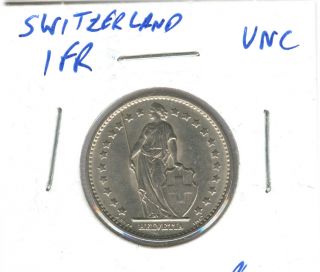1969 Switzerland 1 Franc Coin Unc photo