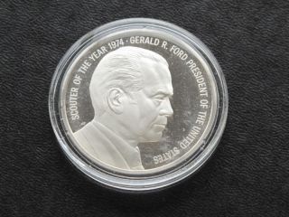 Gerald R.  Ford Scouter Of The Year Silver Art Medal A7220 photo