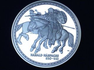 Norway Viking Heritage King Harald Fairhair Silver Proof Medal - photo