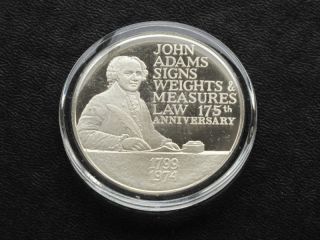 John Adams Weights & Measures Law Silver Art Medal A7207 photo