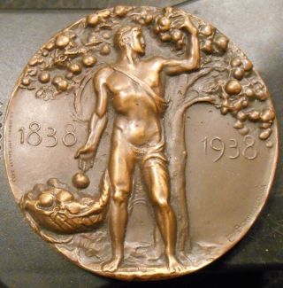 Xrare 1938 Italian Casa De Ferrara Bank 100th Art Deco Medal,  Egidio Boninsegna photo