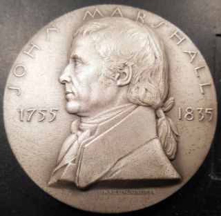 1965 Nyu Hof John Marshall 45mm Silver Medal By Karl Guppe,  Maco photo