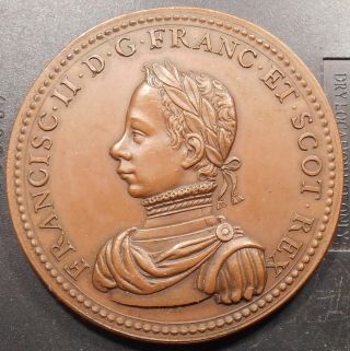 Rare 1560 (1860rs) France Francis Ii Consort To Mary Queen Of Scots Copper Medal photo