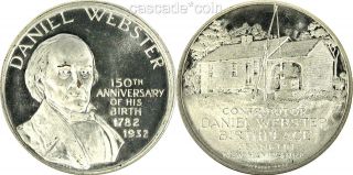 Ngc Ms65 1932 Daniel Webster Medal Nh 150th Birth Anniversary Cu - Ni Uncirculated photo