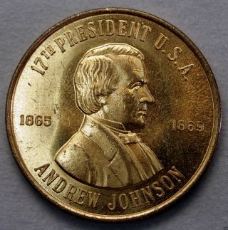 Andrew Johnson 17th President Of The U.  S.  A.  Brass Collector Token. . .  10593 photo