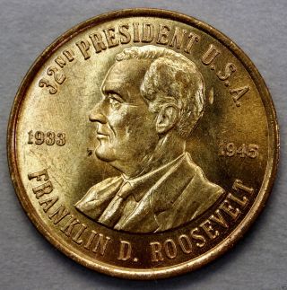 Franklin D Roosevelt 32nd President Of The U.  S.  A.  Brass Collectors Token.  10597 photo