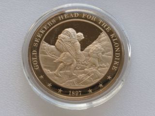 Gold Seekers Head For The Klondike Proof Bronze Medal Franklin A8417 photo