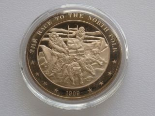 The Race To The North Pole Proof Bronze Medal Franklin A8425 photo