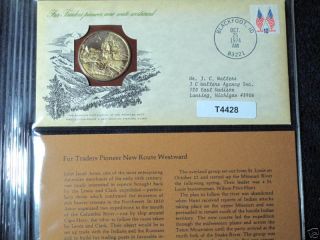 Fur Traders Pioneer Route Westward Silver Medallion Franklin Fdc T4428l photo