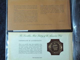Opening Of The Chisholm Trail Silver Medallion Franklin Fdc T4430l photo