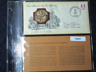 First Settlement West Of Alleghenies Silver Medallion Franklin Fdc T4401l photo
