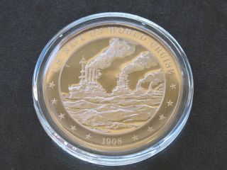 U.  S.  Navy On World Cruise Proof Bronze Medal Franklin A3869 photo