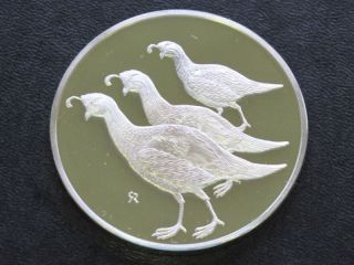 California Quail Sterling Silver Medal Round A4347 photo
