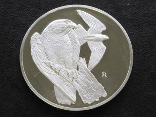 Peregrine Falcon Sterling Silver Medal Round A4308 photo