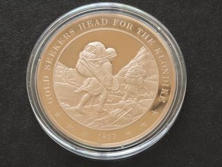 1897 Gold Seekers Head For The Klondike Proof Bronze Medal Franklin C8339 photo