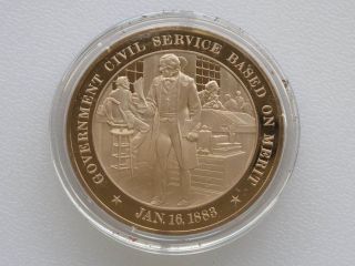 1883 Government Civil Service Proof Bronze Medal Franklin C8324 photo