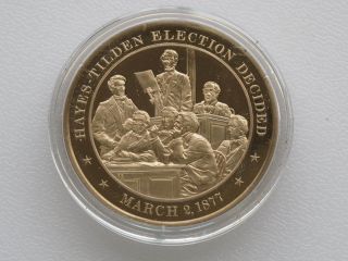 1877 Hayes - Tilden Election Decided Proof Bronze Medal Franklin C8329 photo