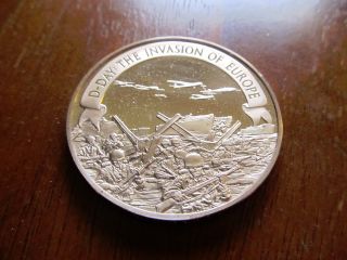 1944 D - Day The Invasion Of Europe Token History Of America Bronze Medal photo