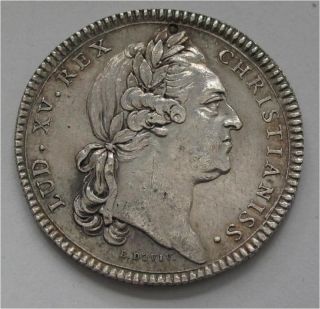 1771 France Silver Medal 1/2 Ecu Louis Xv Rare photo